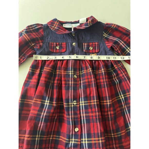 Vintage Okie Dokie 2T Plaid Dress Navy Red Bears Excellent Condition - Picture 6 of 8